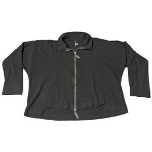 NOBLU Black Zip Crop Stretch Cotton Lightweight Jacket - Women 2XL Made In USA